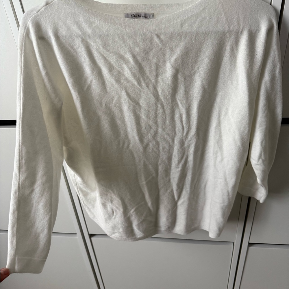 Women's White Crew Neck Sweater